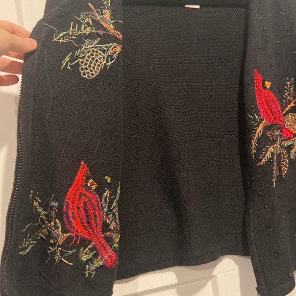 Cardinal sweater Heirloom Collectibles Sequin Cardinal Zip-up Christmas cardigan - Picture 13 of 14